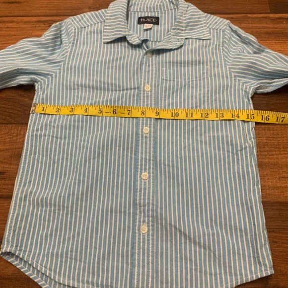 Children Place Boys Striped Blue White Long Sleeve Button-Down Shirt  Size M 7/8 - Picture 3 of 7